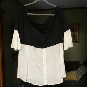 Elegant Black and White Off the shoulder Women's Top